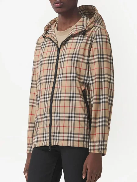 Kostkovaná retro bunda Burberry s kapucí