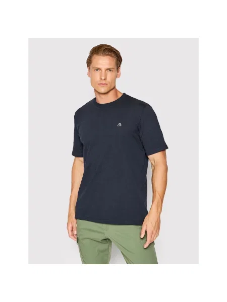 Marc O'Polo T-Shirt Σκούρο μπλε Regular Fit λευκό