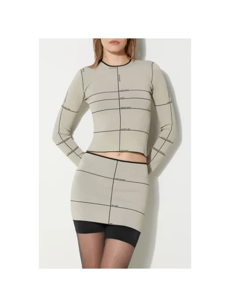 Dzianinowa spódnica mini Vetements beżowa