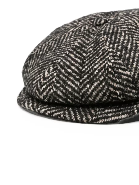 Căciulă Tagliatore fără toc cu model herringbone negru