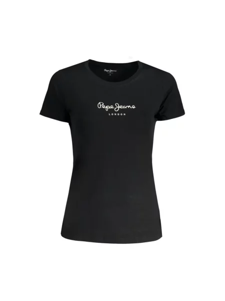 Krótka koszulka Pepe Jeans z logo z krótkim rękawem czarna