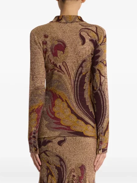 Cardigan Etro cu model floral cu imagine maro