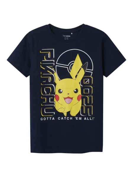 TWO SOON Tricou Pokémon albastru marin / galben / roșu alb