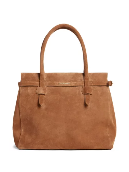 Geantă Dsquared2 din piele de căprioară maro