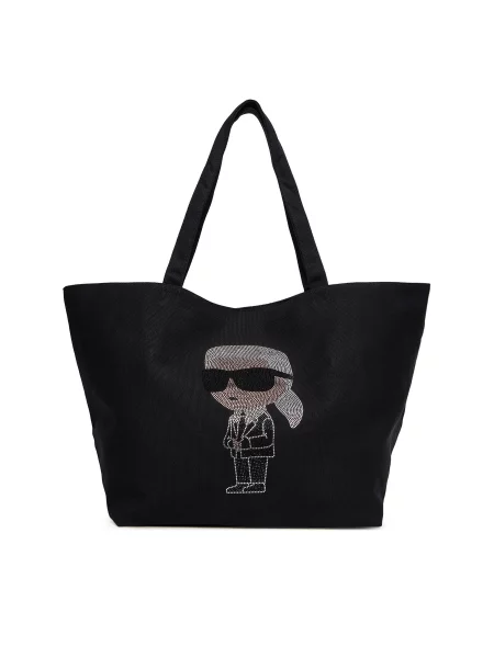 Vještački dijamant shopper torbica Karl Lagerfeld crna