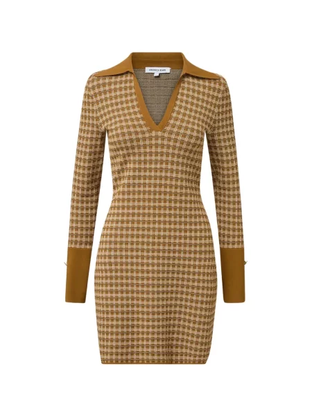 Rochie mini Veronica Beard în carouri tricotate maro
