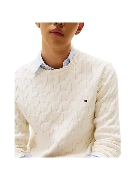 Tommy Hilfiger sweter beżowy lekki biały
