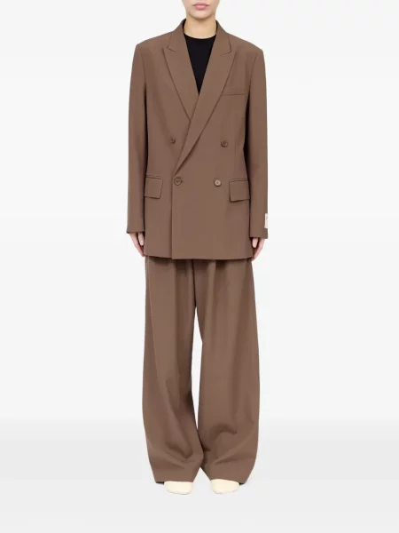 Μάλλινος μπλέιζερ Mm6 Maison Margiela καφέ