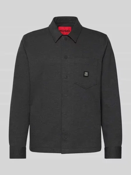 Kurtka koszulowa o kroju oversized z mieszanki bawełny model ‘ENASO’ Hugo szara