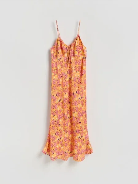 Reserved Rochie midi cu conținut ridicat de galben-deschis galben