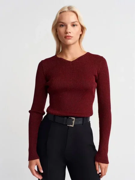 Dilvin Pulover Pullover burgund