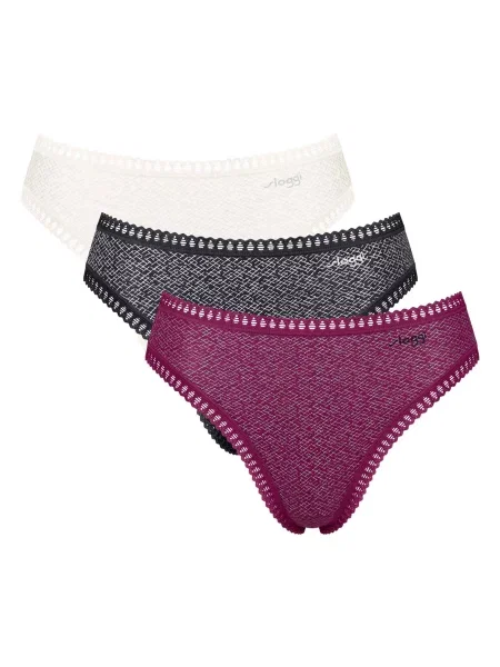 SLOGGI Slip Go Crush grej / mov zmeură / negru alb