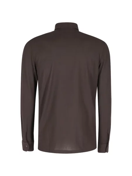 Tricou polo Zanone cu mâneci lungi maro