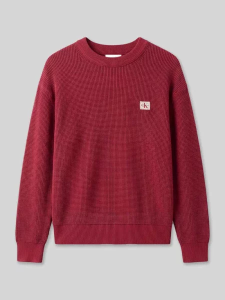 Sweter o kroju relaxed fit z czystej bawełny z wyhaftowanym logo Calvin Klein Jeans