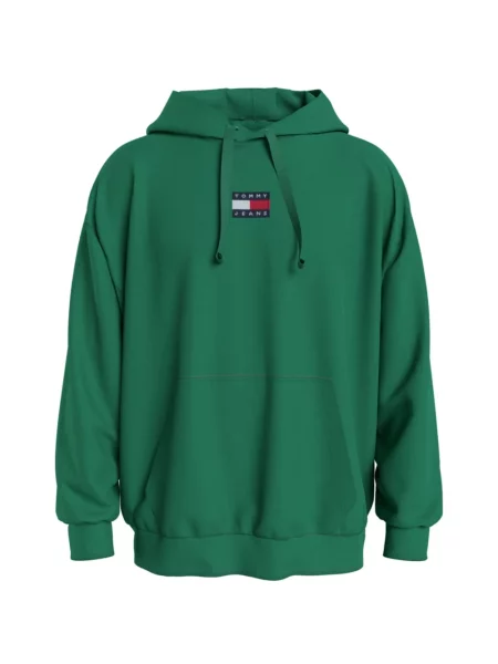 Bluza z kapturem Tommy Jeans z kapturem zielona