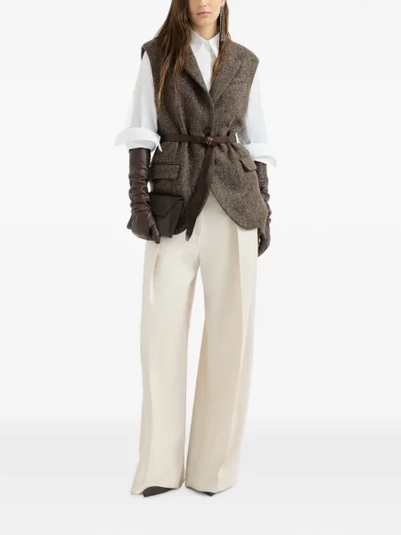 Pantaloni Brunello Cucinelli de lână alb