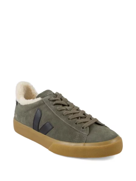 Sneakerși Veja Campo din piele de căprioară verde