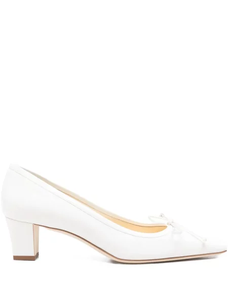 Pantofi cu toc Manolo Blahnik cu funde alb