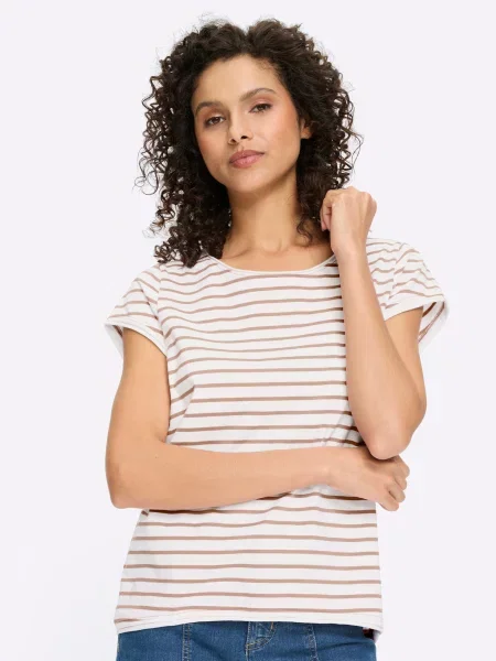 Heine Tricou maro alb