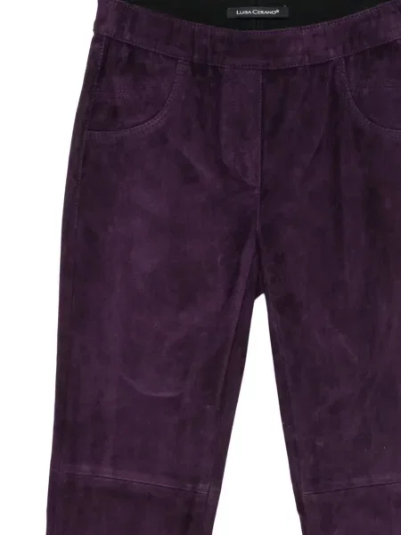 Pantaloni Luisa Cerano din piele de căprioară violet