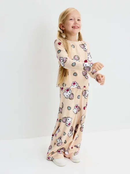 Sinsay Set trička s krátkým rukávem a kalhot Hello Kitty béžová