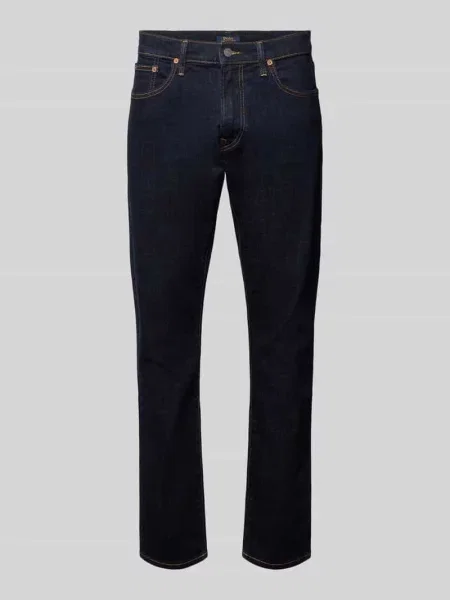 Jeansy o kroju straight fit ze stylizowaną na denim w surowym wykończeniu Polo Ralph Lauren granatowe
