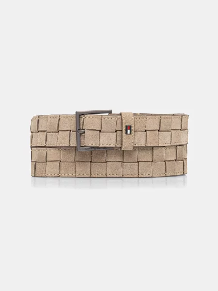 Tommy Hilfiger curea pentru bărbați din piele întoarsă bej