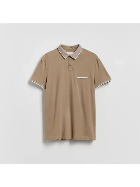 Reserved polo košile slim kávová