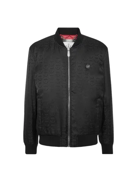 Kurtka bomber Philipp Plein żakardowy czarny