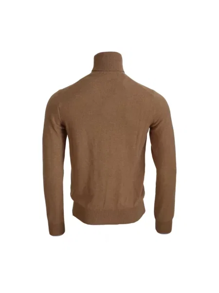 Sweter z golfem Dolce And Gabbana z logo do golfa beżowy