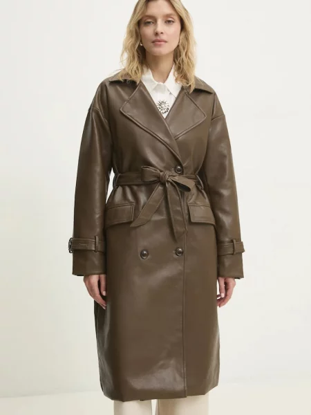 Kaput Answear Lab za žene za prijelazno razdoblje smeđa