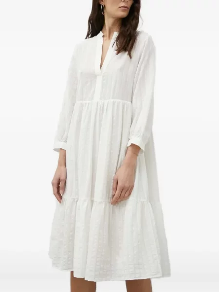 Rochie midi Drykorn cu dungi până la genunchi de costum alb