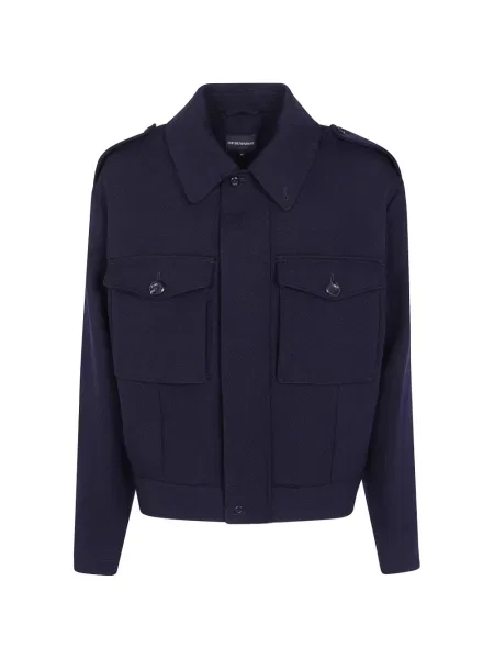 Geacă Emporio Armani de lână albastru