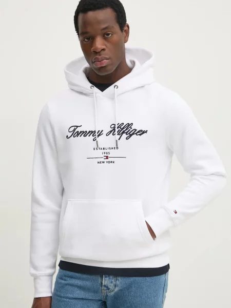 Суичър с качулка Tommy Hilfiger бяло