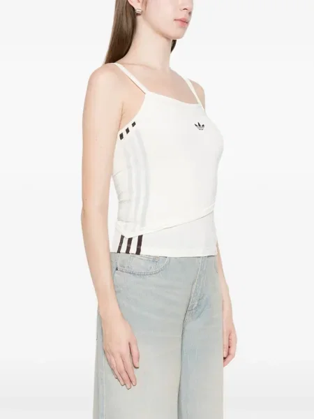 Haftowana podkoszulka Adidas na ramiączkach do biegania brązowa