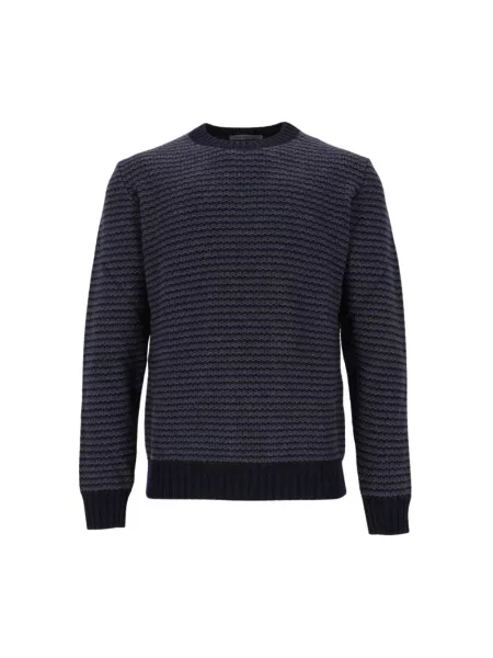 Sweter Corneliani wełniany w paski z paskiem niebieski