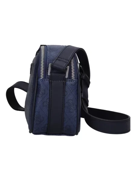 Torba crossbody Guess skórzana niebieska