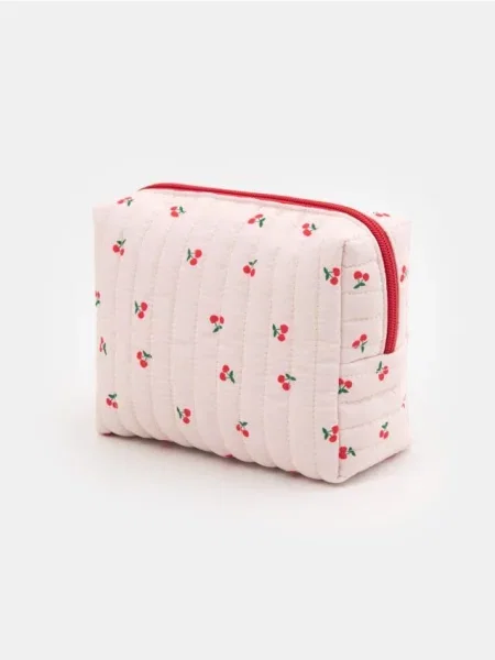 Стьобана косметичка з вишневим візерунком різнобарвний