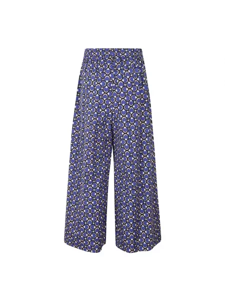 Weekend Max Mara spodnie szerokie high waist niebieski