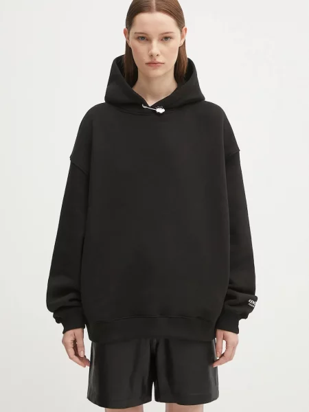Kenzo hanorac de Gots Oversize With Boke Pin cu glugă uni negru