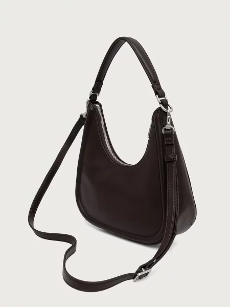 Calvin Klein Táska Bold Ck Small Crescent Bag Sötétbarna barna