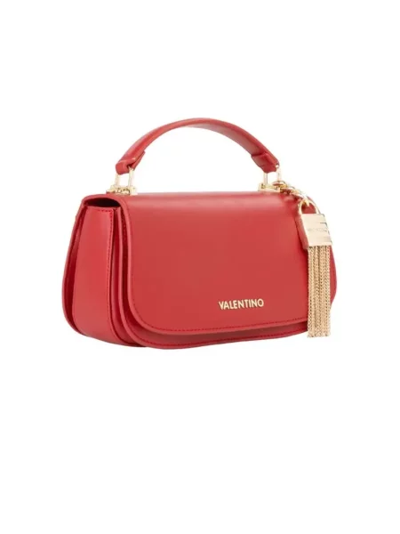Lniana torebka Valentino Bags czerwona