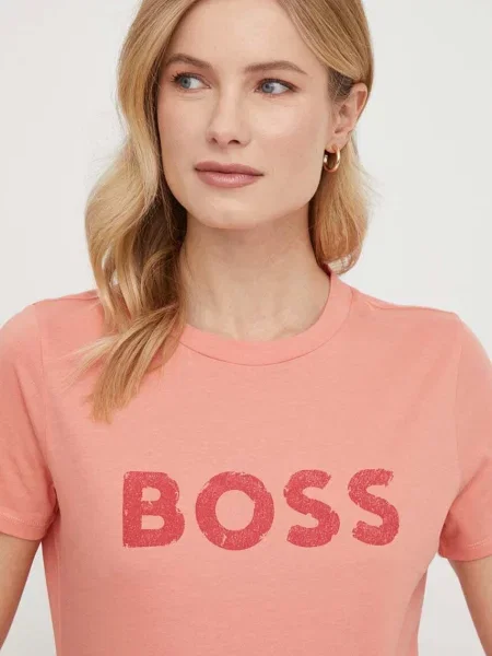 BOSS Orange kratka majica oranžna