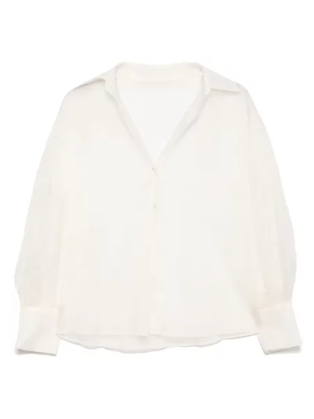 Jedwabna długa koszula Isabel Sanchis z długim rękawem biała