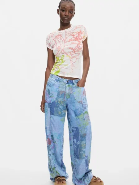 Desigual Jeans denim / verde iarbă / roz albastru