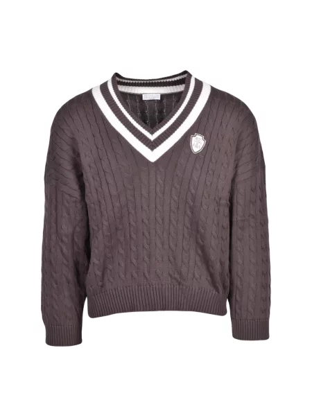 Krótki sweter Brunello Cucinelli brązowy