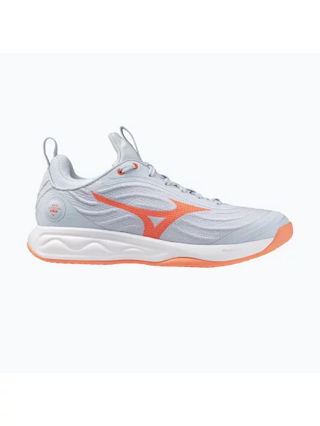 Încălțăminte de volei pentru femei Mizuno Wave Luminous Elite blue finch/lava orange/flamingo coral albastru
