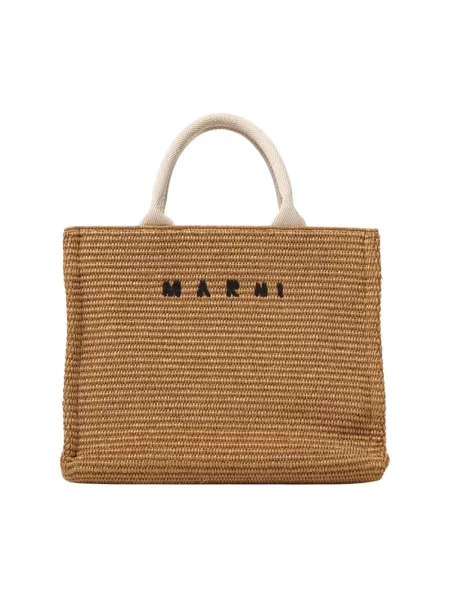 Torba plażowa Marni pleciona brązowa