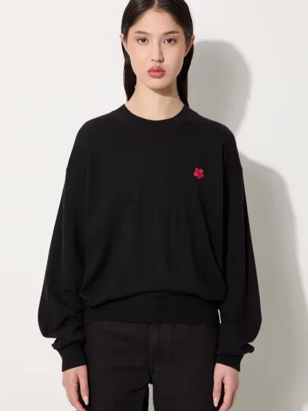 Kenzo pulover de lână Rws Boke Crest Jumper femei light negru