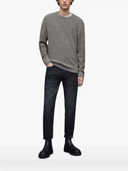 Pulover Allsaints cu decolteu rotund gri